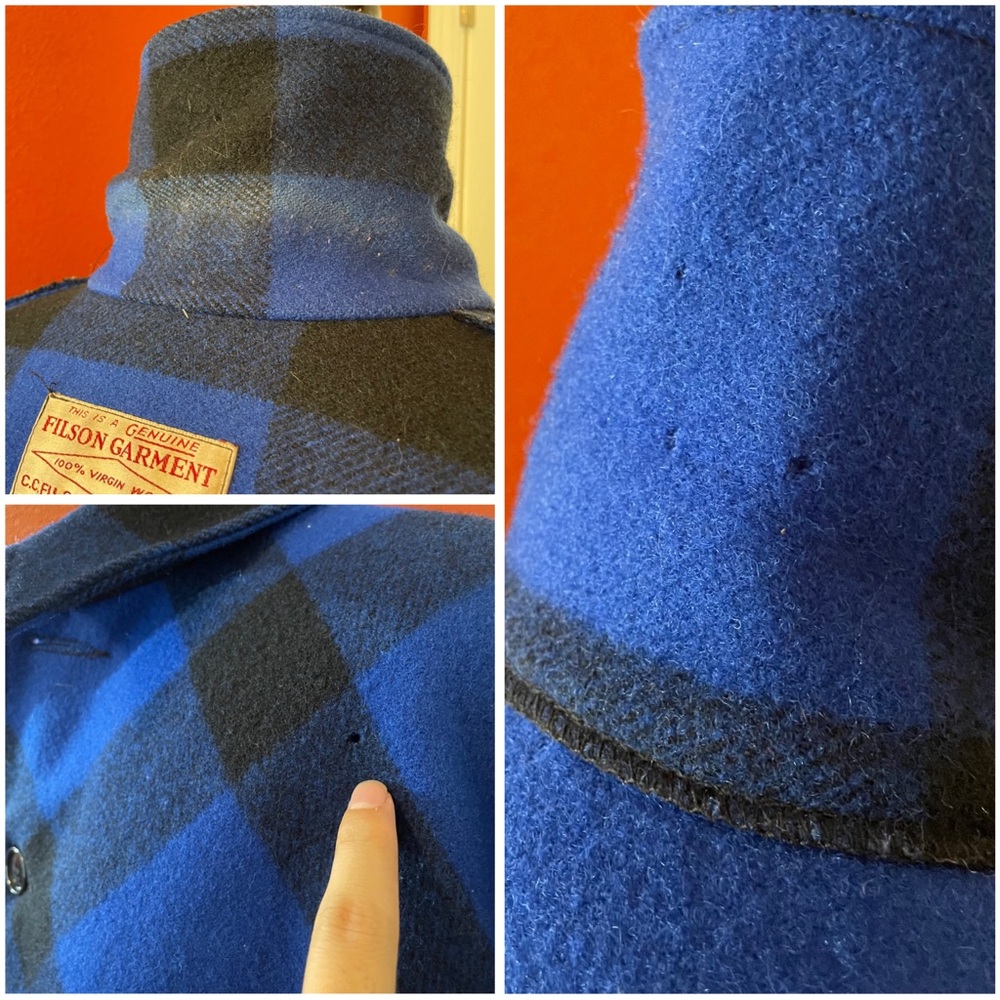 CC‎ Filson Vintage Men’s Mackinaw Cruiser Wool Blue Buffalo Plaid Garment Coat - Picture 5 of 6